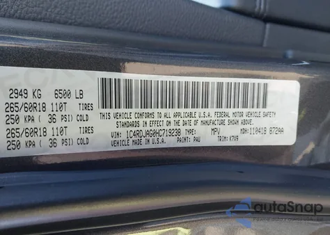 2017 Dodge Durango Sxt Awd из США, поврежденный, VIN 1C4RDJAG0HC719238